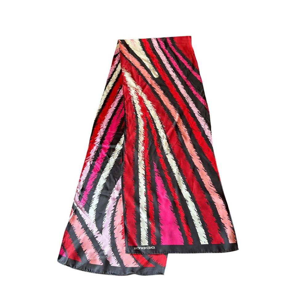 Jones New York Scarf Red Pink Abstract Stripe Graphic Rectangular Accessory‎